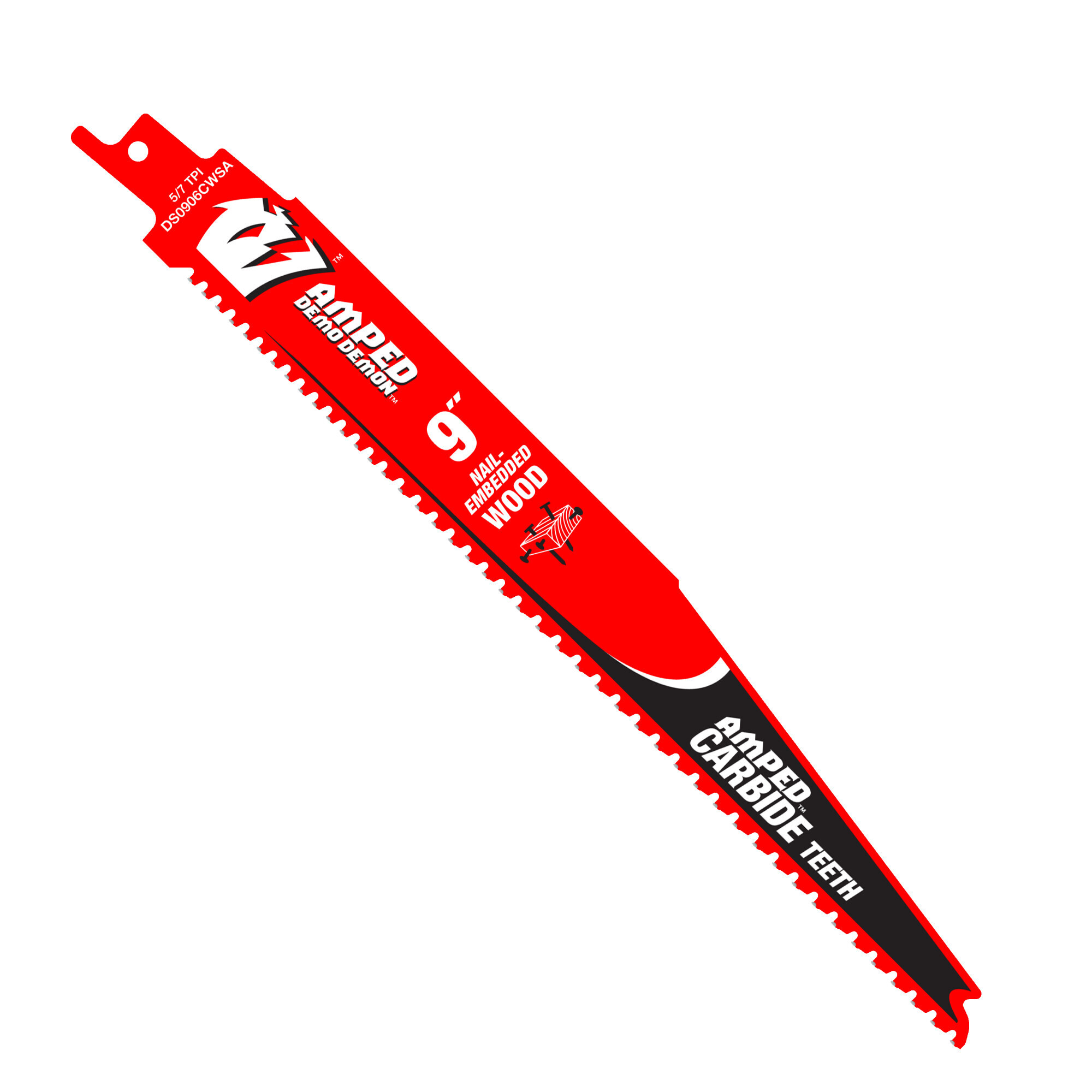 Diablo, AMPED™ Demo Demon™ Carbide Teeth Reciprocating Saw Blade for Nail-Embedded Wood (3-pk), 9" 5/7TPI, DS0906CWSA3